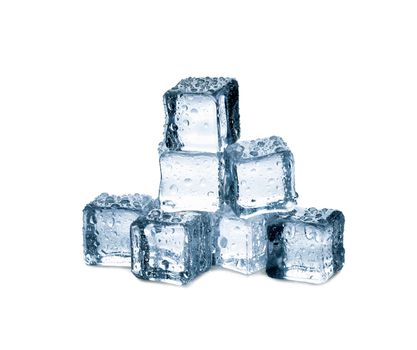 ice cubes on white background