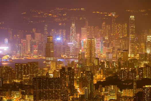 Hong Kong Skyline Kowloon from Fei Ngo Shan hill sunset