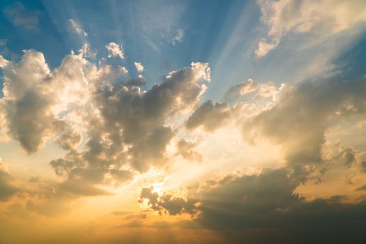 colorful dramatic sky with cloud at sunset