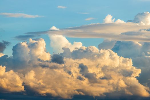 colorful dramatic sky with cloud at sunset