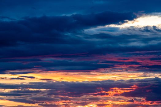 colorful dramatic sky with cloud at sunset