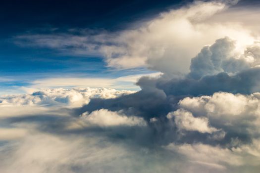 blue sky with the clouds from the plane view