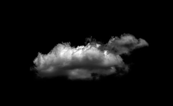 White cloud isolated on a black background realistic cloud