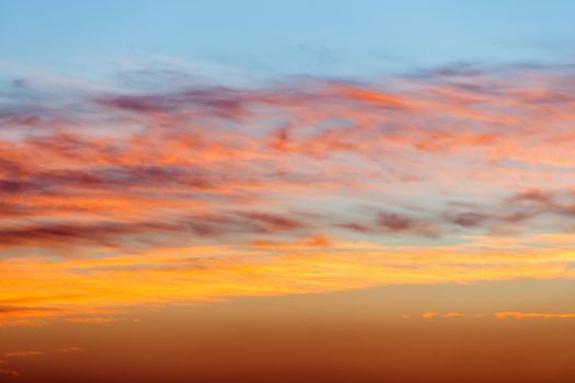 colorful dramatic sky with cloud at sunset