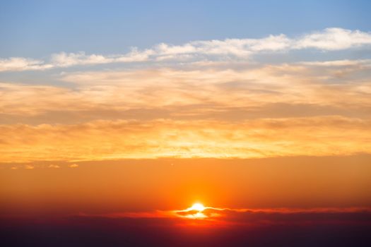 colorful dramatic sky with cloud at sunset