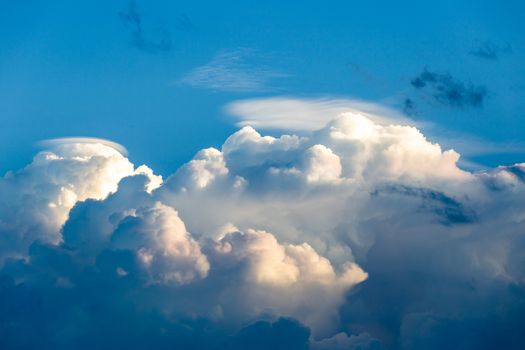 colorful dramatic sky with cloud at sunset