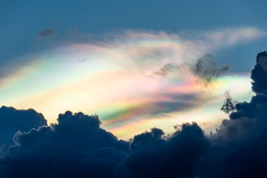 colorful dramatic sky with cloud at sunset