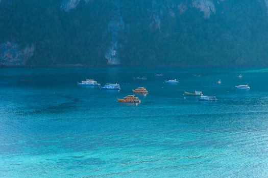 Travel vacation background Tropical island with resorts Phi-Phi island Krabi Province Thailand