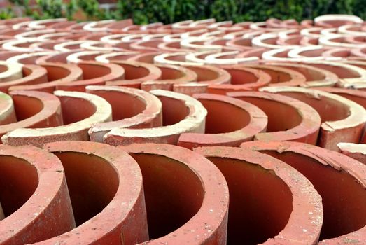 Kiln fired Chinese roof tiles made from brick material