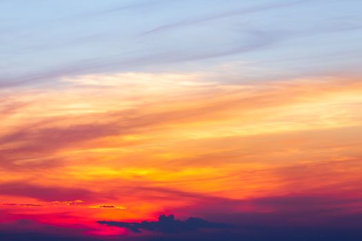 colorful dramatic sky with cloud at sunset