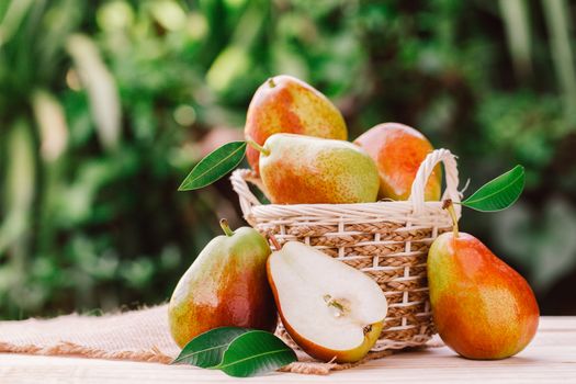 Sweet pears in the basket