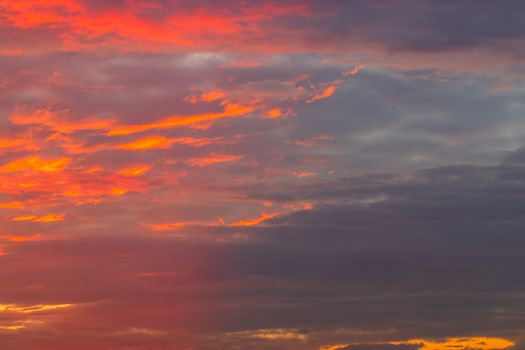 colorful dramatic sky with cloud at sunset