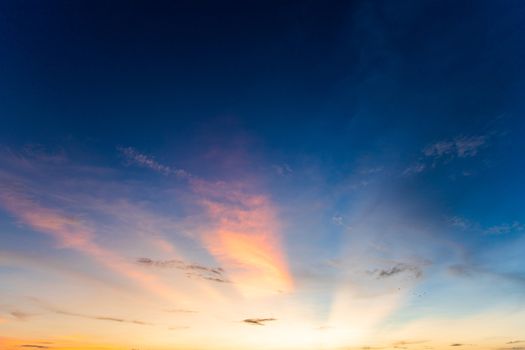 colorful dramatic sky with cloud at sunset