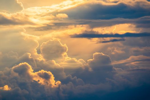 colorful dramatic sky with cloud at sunset