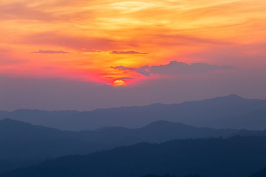 colorful dramatic sky with cloud at sunset