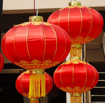 Traditional Chinese lanterns at an outdoor festivity