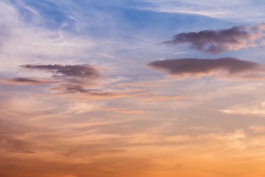 colorful dramatic sky with cloud at sunset