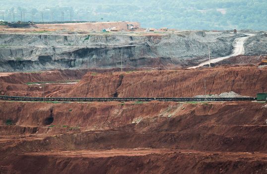 Part of a pit with big mining truck working