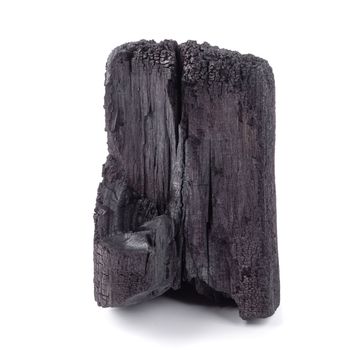 Natural wood charcoal Isolated on white background.