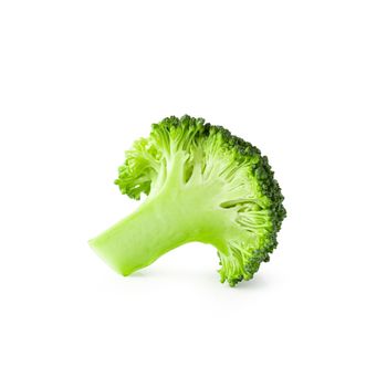Fresh broccoli blocks for cooking isolated on white background.