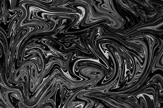 Black and white liquid Paint Marbling texture.