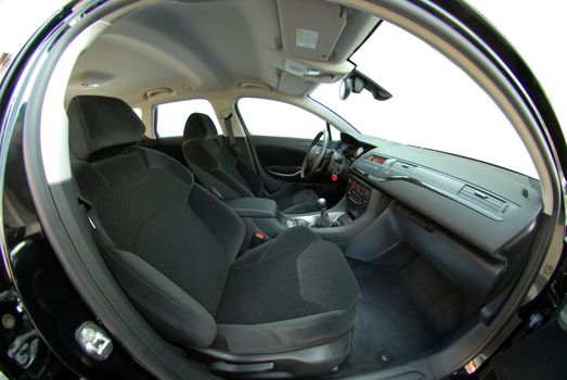 the inside of the car, front seats