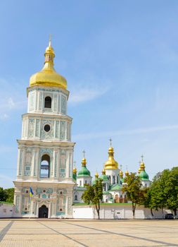 Saint Sophia Church in Kiev with a high tower bell, Ukraine