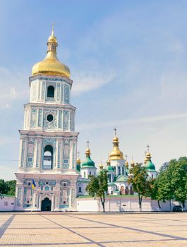 Saint Sophia Church in Kiev, Ukraine, with a high tower bell