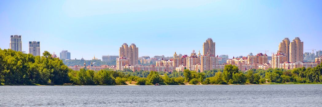 Panoramic view of the Obolon Skyline in Kiev the capital of Ukraine