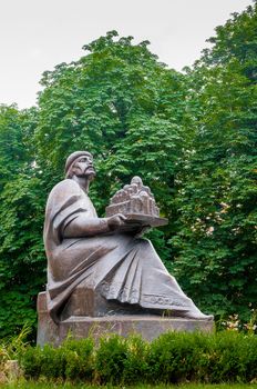 KIEV, UKRAINE - JUNE 15, 2010 - Yaroslav Mudry The Wise,  Grand Prince of Novgorod and Kiev, holding Saint Sophia's Cathedral in hands