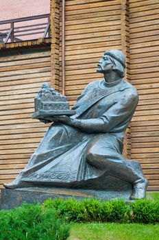 KIEV, UKRAINE - JUNE 15, 2010 - Yaroslav Mudry The Wise,  Grand Prince of Novgorod and Kiev, holding Saint Sophia's Cathedral in hands