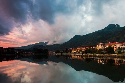 SaPa town during beautiful sunny day, Lao Cai province, northern Vietnam