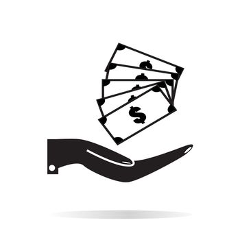 Pictograph of money in hand on white background. money in hand sign.  flat style. money in hand icon for your web site design, logo, app, UI.