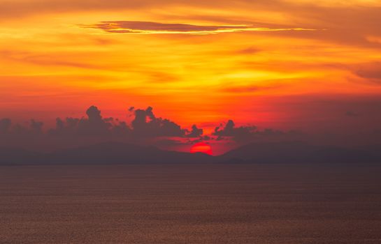 colorful dramatic sky with cloud at sunset