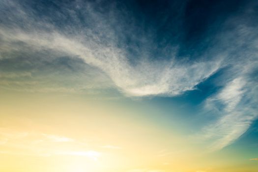 colorful dramatic sky with cloud at sunset