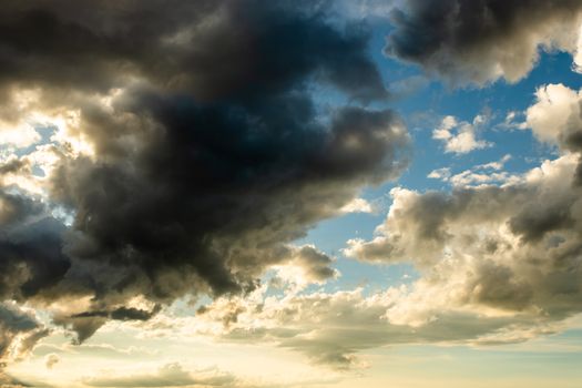 colorful dramatic sky with cloud at sunset