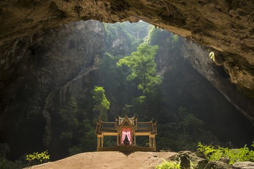 the Khua Kharuehat pavillion of the Tham Phraya Nakhon Cave and Hat Laem Sala in the Khao Sam Roi Yot Nationalpark on the Golf of Thailand south the Town of Hua Hin in Thailand.   Thailand, Hua Hin, November, 2019