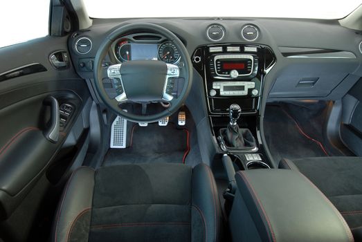 the inside of the passenger car, front view