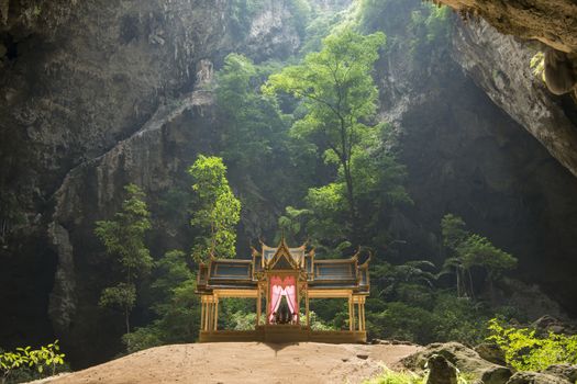 the Khua Kharuehat pavillion of the Tham Phraya Nakhon Cave and Hat Laem Sala in the Khao Sam Roi Yot Nationalpark on the Golf of Thailand south the Town of Hua Hin in Thailand.   Thailand, Hua Hin, November, 2019