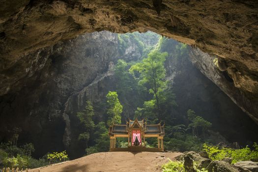 the Khua Kharuehat pavillion of the Tham Phraya Nakhon Cave and Hat Laem Sala in the Khao Sam Roi Yot Nationalpark on the Golf of Thailand south the Town of Hua Hin in Thailand.   Thailand, Hua Hin, November, 2019