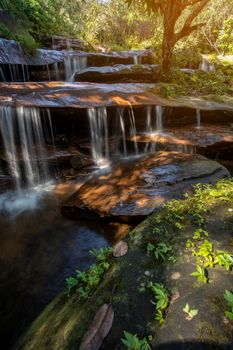 soft water of the stream in the WIMAN THIP Waterfall natural park, Beautiful waterfall in rain forest