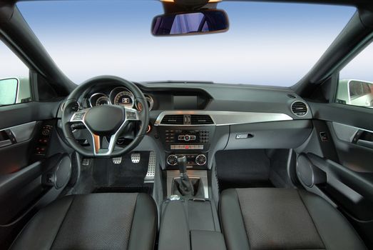the inside of the passenger car, front view