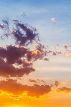 colorful dramatic sky with cloud at sunset