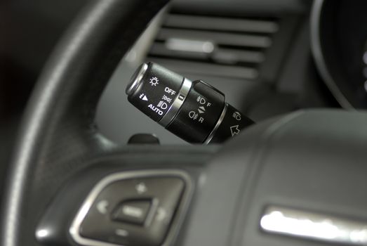 Closeup image of car lighting control switch