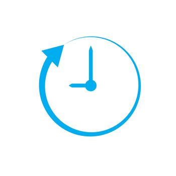 clock and arrow on white background. clock and arrow sign. flat style. clock icon for your web site design, logo, app, UI.