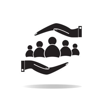 group of people and hands icon. group of people sign. flat style. group of people icon for your web site design, logo, app, UI.