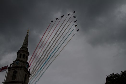 A London flyover during the Queens Jubilee