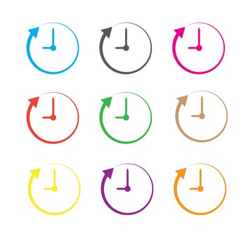 clock and arrow on white background. clock and arrow sign. flat style. clock symbol.