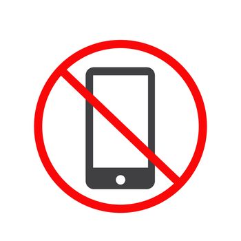 no mobile phone icon. no phone telephone cellphone. flat style. no phone icon for your web site design, logo, app, UI.