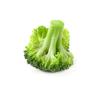 Fresh broccoli blocks for cooking isolated on white background.